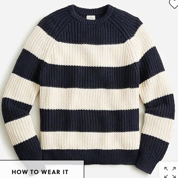 J.Crew Heritage Cotton Shaker-Stitch Crewneck Sweater in Stripe - Picture 3 of 5